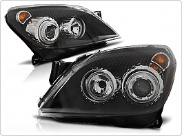 Přední světlomety, světla, lampy Opel Astra H, 2004-2009, Angel Eyes, černé black LPOP72
