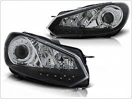 Přední světlomety, světla, lampy Volkswagen Golf 6, 2009-, LED Daylight, černé black, H7 + RL denní svícení exklusive LPVWG7