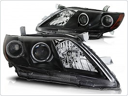 Přední světlomety, světla, lampy Toyota Camry 6 XV40, 2006-2009, Angel Eyes, černé black LPTO10