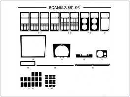 Dekor interiéru Scania 3, 1988-1996, světlý mahagon