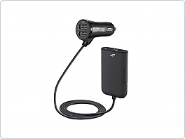 Nabíječka do auta 4x USB, přední + zadní, 2x 2400mA