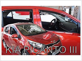 Plexi ofuky oken, deflektory, Kia Picanto 2017- přední + zadní