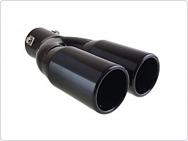 Koncovka výfuku UNI, dvojitá kulatá, 2x63mm, černá