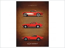 Plechová cedule Chevrolet Corvette 3xcar, 20x30cm