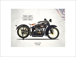 Plechová cedule moto Excelsior Hendersen Deluxe Four, 20x30cm