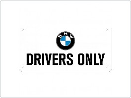 Plechová cedule BMW Drivers Only, 10x20cm