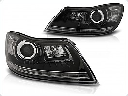 Přední světlomety, světla, lampy Škoda Octavia 2 II, 2009-2012, facelift, LED Daylight DRL, černá black LPSK25