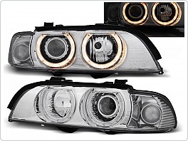 Přední světla, světlomety, lampy BMW E39, 1995-2003, Angel Eyes, chrom, XENON