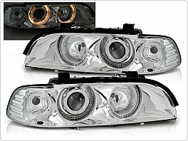 Přední světla, světlomety, lampy BMW E39, 1995-2003, Angel Eyes, chrom