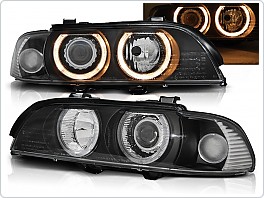 Přední světla, světlomety, lampy BMW E39, 1995-2003, Angel Eyes, černé, XENON