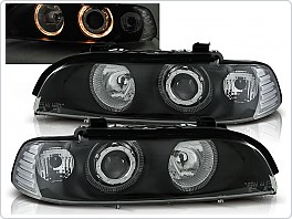 Přední světla, světlomety, lampy BMW E39, 1995-2003, Angel Eyes, černé