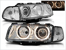 Přední světla BMW E38, 1994-1998, Angel Eyes, dělené, chrom LPBM14