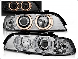 Přední světla, světlomety, lampy BMW E39, 1995-2003, Angel Eyes, chrom