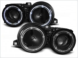 Přední světlomety, světla, lampy BMW E30, 1982-1994, Angel Eyes, černé black CCFL kroužky LPBM18
