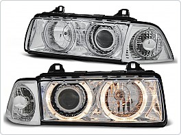 Přední světla BMW E36, 1991-1998, Angel Eyes, dělené, chrom, coupe, cabrio LPBM27