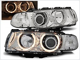Přední světla BMW E38, 1998-2001, Angel Eyes, dělené, chrom LPBM25