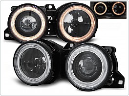 Přední světlomety BMW E30, 1982-1994, Angel Eyes, černé black LPBM23