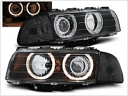 Přední světlomety BMW E38, 1994-1998, Angel Eyes, dělené, černé black LPBM24