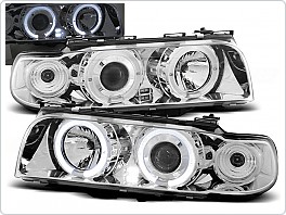 Přední světla BMW E38, 1994-1998, Angel Eyes, chrom LPBM36