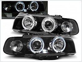 Přední světlomety BMW E38, 1994-1998, Angel Eyes, černé black LPBM37
