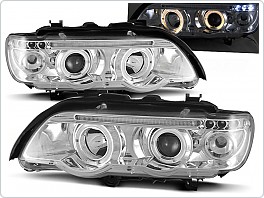 Přední světla lampy BMW X5 E53, 1999-2003, Angel Eyes, chrom, diody LPBM42