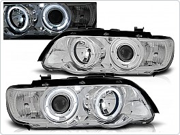 Přední světla lampy BMW X5 E53, 1999-2003, Angel Eyes, chrom, s motorky LPBM44