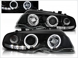Přední světlomety BMW E46 Coupe, 1999-2003, Angel Eyes, černé black, manuál LPBM49