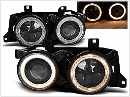 Přední světlomety BMW E32, E34, 1986-1994, Angel Eyes, černé black LPBM60