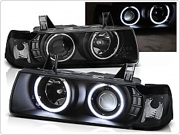 Přední světlomety BMW E36, 1991-1998, Angel Eyes, černé black, sedan, compact, touring LPBM68