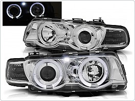 Přední světla BMW E38, 1998-2001, Angel Eyes, chrom LPBM71