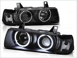 Přední světlomety BMW E36, 1991-1998, Angel Eyes, černé black, coupe, cabrio LPBM70