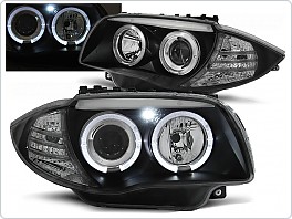 Přední světlomety BMW 1 E87, E81, 2004-2011, Angel Eyes, černé black LPBM80