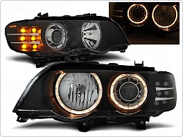 Přední světlomety lampy BMW X5 E53, 1999-2003, Angel Eyes, černé black, XENON D2S, LED, LPBM88