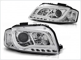 Přední světla Audi A3, 2003-2008, Tube Light, LED, chrom + denní svícení LPAUB0
