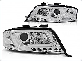 Přední světla Audi A6, 2001-2004, Tube Light, LED, chrom + denní svícení LPAUB8