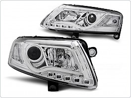 Přední světla Audi A6, 2004-2008, XENON, Tube Light, LED, chrom + denní svícení LPAUC0