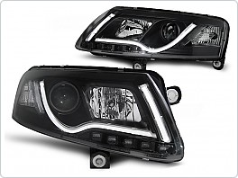 Přední světlomety Audi A6, 2004-2008, XENON, Tube Light, LED, černé black + denní svícení LPAUC1