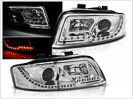 Přední světla Audi Audi A4 2001-2004, LED Tube Light, chrom, LED blinkr LPAUC2