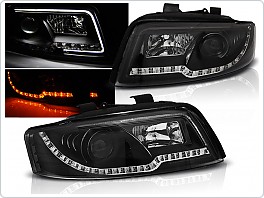 Přední světlomety Audi Audi A4 2001-2004, LED Tube Light, černé, LED blinkr LPAUC3
