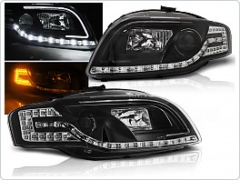 Přední světlomety Audi A4 B7 2004-2008 Tube Light, černé, LED blinkr LPAUC5