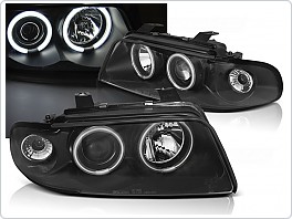 Přední světla Audi A4, 1994-1998, Angel eyes , černé LPAUD7