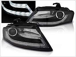 Přední světla s LED denními světly TubeLight Audi A4 B8 2008-2011 černá
