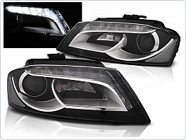 Přední světla, lampy, světlomety s LED denními světly AUDI A3 8P 2008-2012 černá