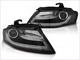 Přední světla, světlomety, lampy Audi A4 B8, 2008-2011 s denním svícením, TUBE Light, Xenon, černé, LPAUD2