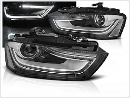 Přední světlomety s denními světly (DRL) černé pro AUDI A4 B8 2012-2015