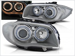 Přední světla BMW 1 E87, E81, 2004-2011, Angel Eyes, chrom LPBMA3