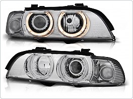 Přední světla BMW E39, 1995-2003, Angel Eyes, chrom, elektrické s motorky LPBMA8