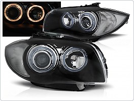 Přední světlomety BMW 1 E87, E81, 2004-2007, Angel Eyes, černé black LPBMA4