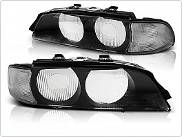 Přední světlomety BMW E39, 1995-2000, Kryty světel, náhradní sklo D2S, black white provedení LPBMB3