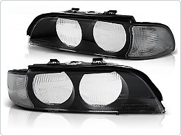 Přední světlomety BMW E39, 1995-2000, Kryty světel, náhradní sklo H7, black white provedení LPBMB1